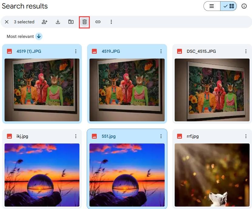 click the trash icon