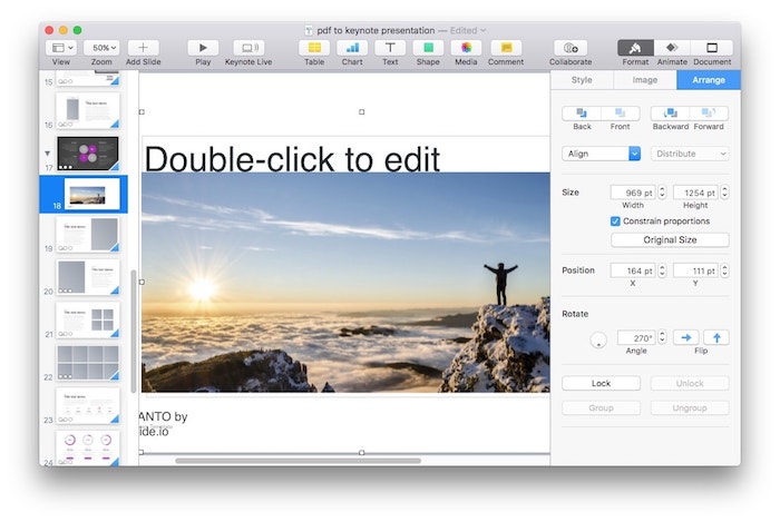 keynote to pdf with links