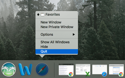 quit safari bookmark
