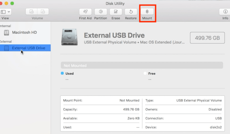 external hard drive not showing up in disk utility mac