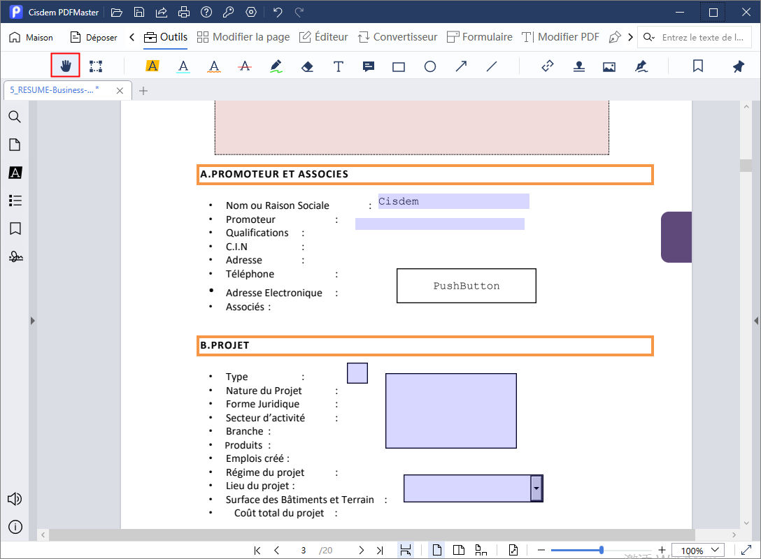 faire un business plan rédigé PDF avec PDFMaster 4