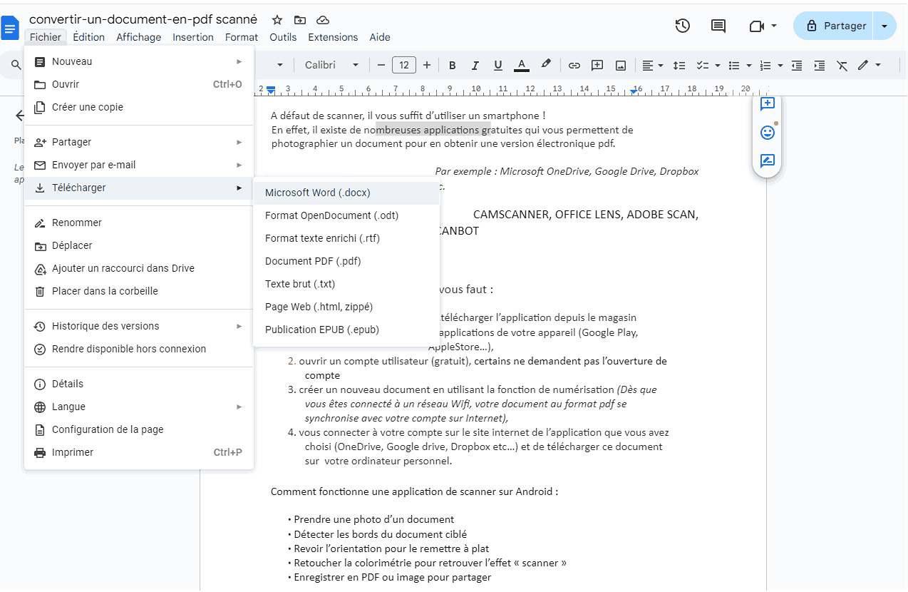 transformer un PDF en word gratuitement google02