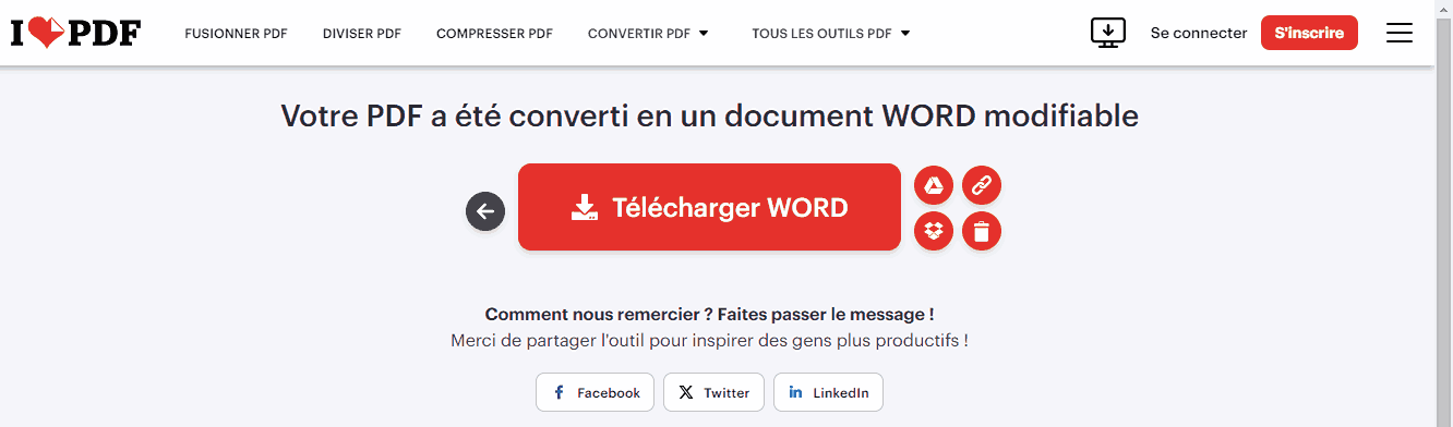 transformer un PDF en word gratuitement ilove03