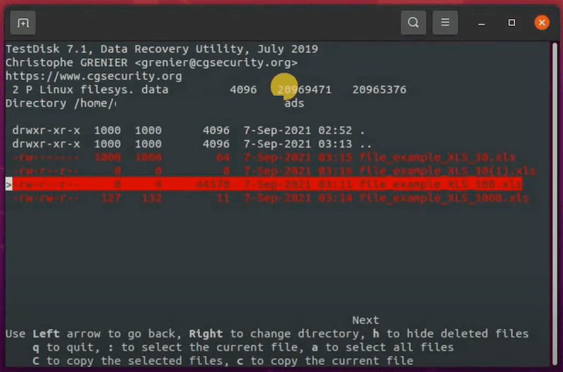 testdisk recovery linux 07