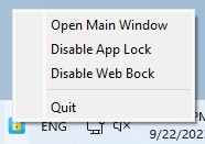 clicking the lock icon in the menu bar on Mac bringing up the Open Main Window option