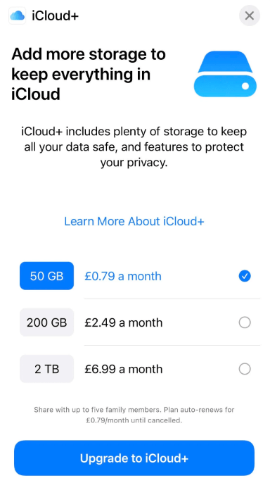 upgrade icloud iphone