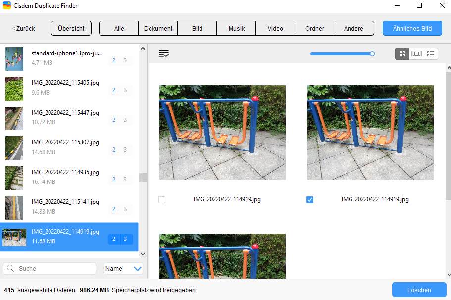 ähnliche Bilder nebeneinander anzeigen