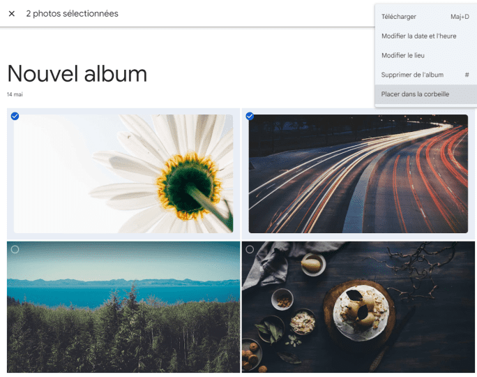 placer les doublons google photos dans la corbeille