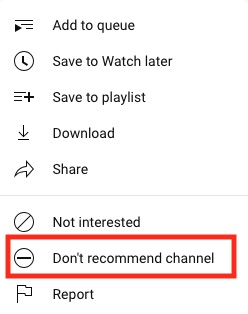 Don't recommend channel