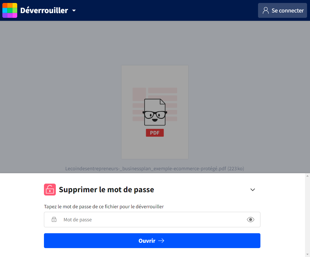 déverrouiller mot de passe pdf smallpdf