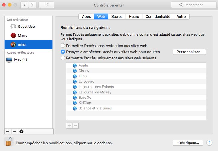 essayer de limiter l'accès aux sites Web pour adultes