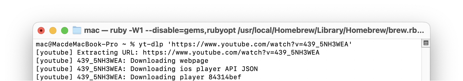 download youtube video in Mac Terminal