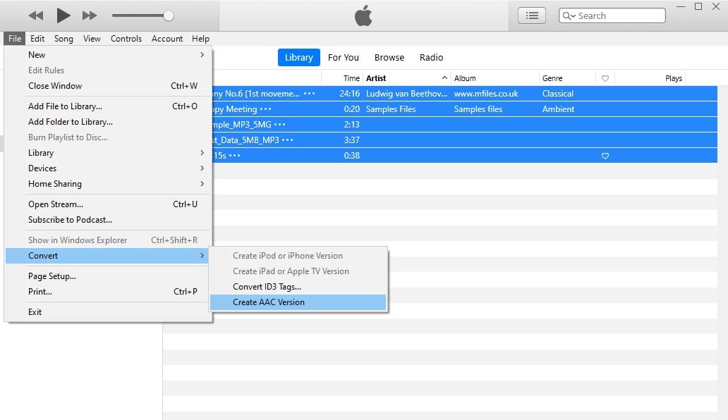 convert mp3 to m4a in itunes