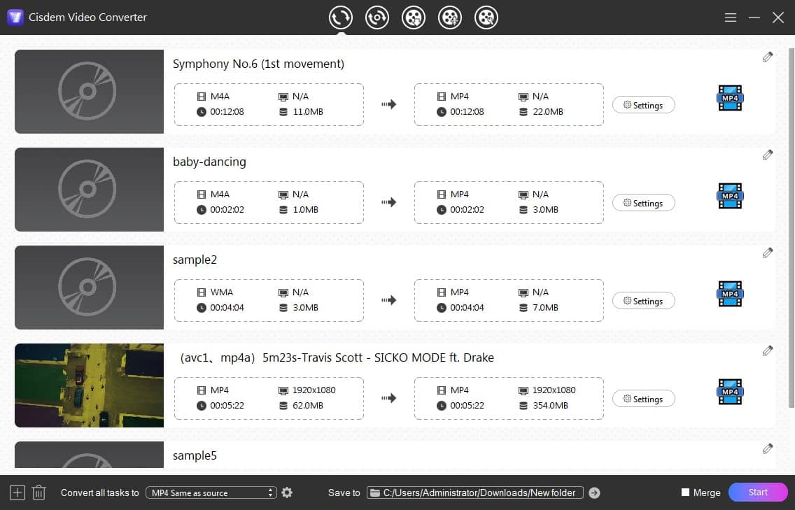 ajouter  le fichier m4a à cisdem video converter