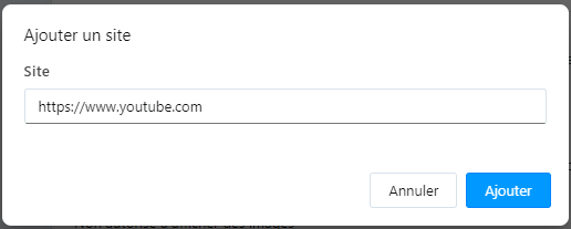 ajouter sites pour ne pas afficher les images