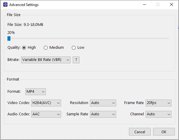 compression optional settings