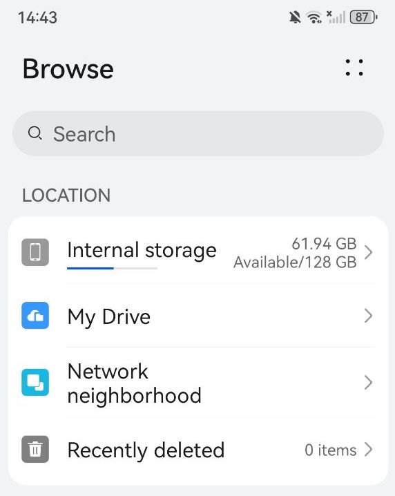 Internal storage