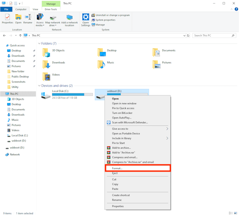 format sd card in file explorer 01