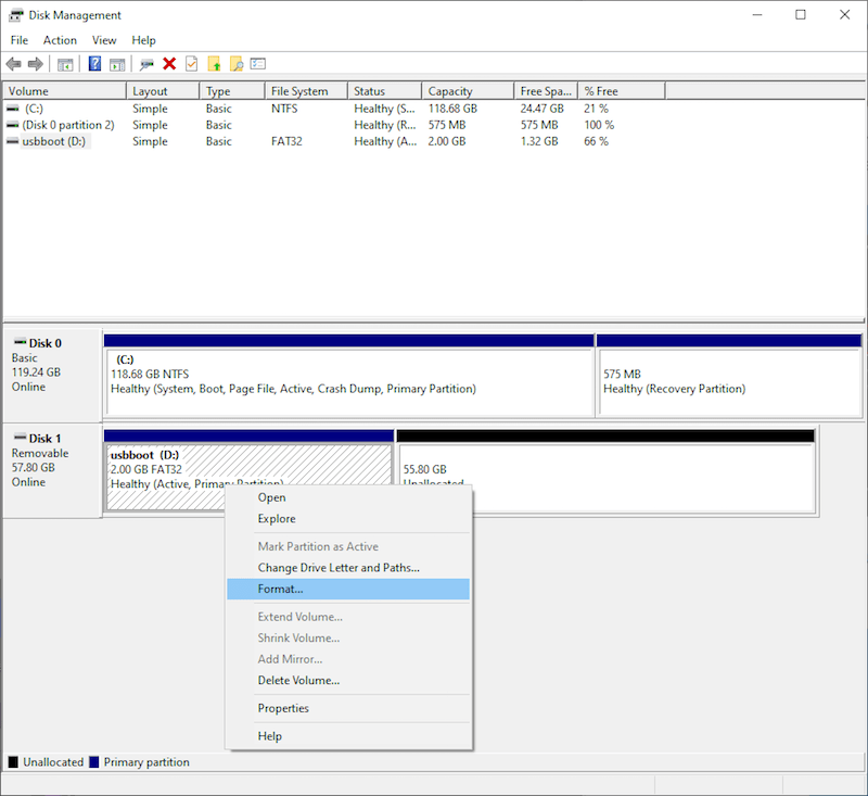 format sd card using disk management 02