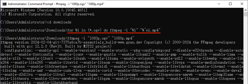 FFmpeg convert OGV to MP4 in FFmpeg