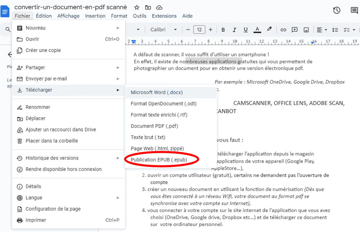 convertir un pdf en epub gratuitement sur google