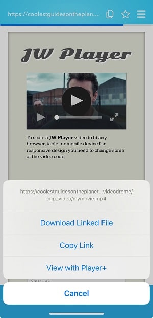 download JW Player video on iPhone