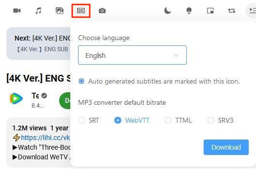 browser extension download subtitles from YouTube