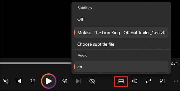 play videos with external subtitles