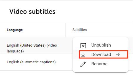 youtube download subtitles