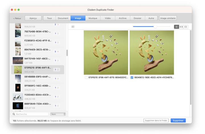 doublons trouvés avec cisdem duplicate finder