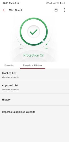 Anti-virus app blocked list