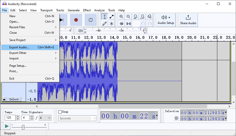 record music from audacity