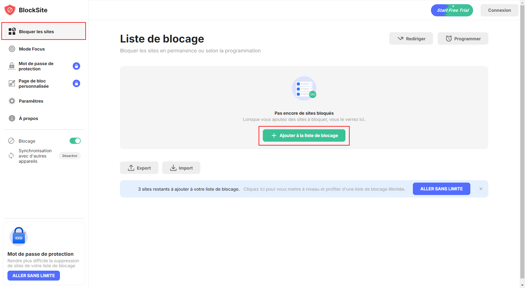 bloquer les sites avec une extension