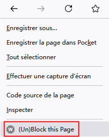 sélectionner Block this Page