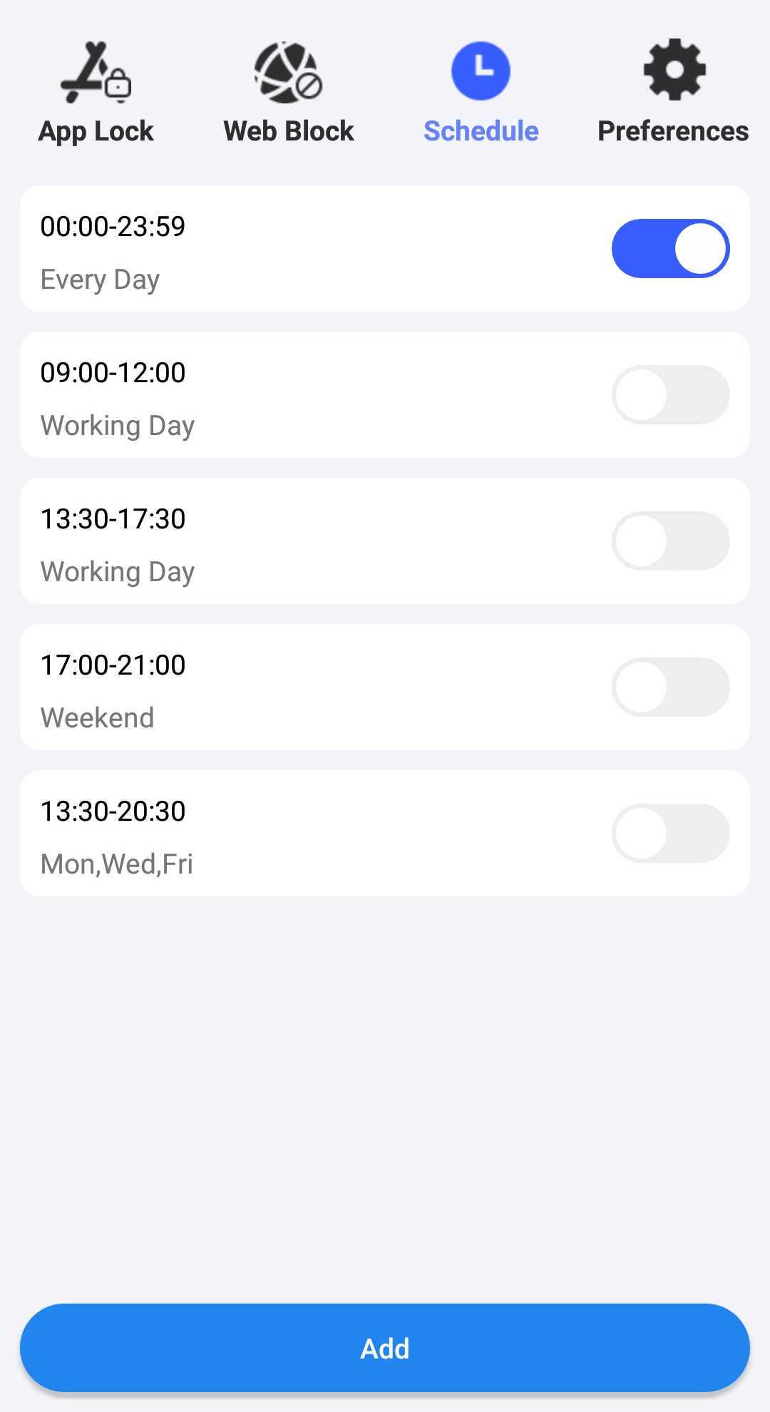 the Schedule tab