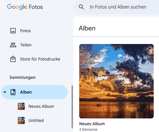 a new album is created in Google Photos