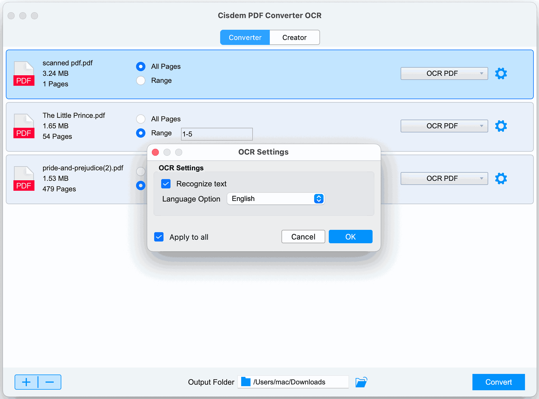 cisdem ocr mac setting