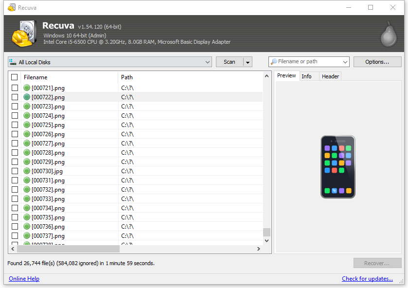 recuva preview