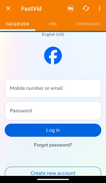 log in interface