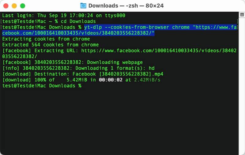 private facebook video download yt-dlp