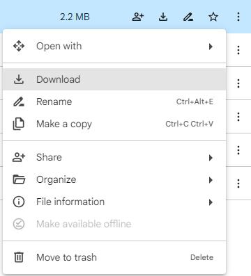 Google Drive Download button