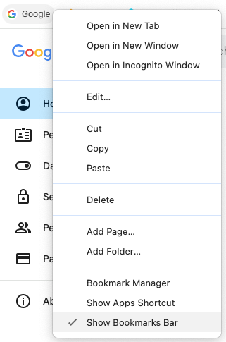 show bookmark bar