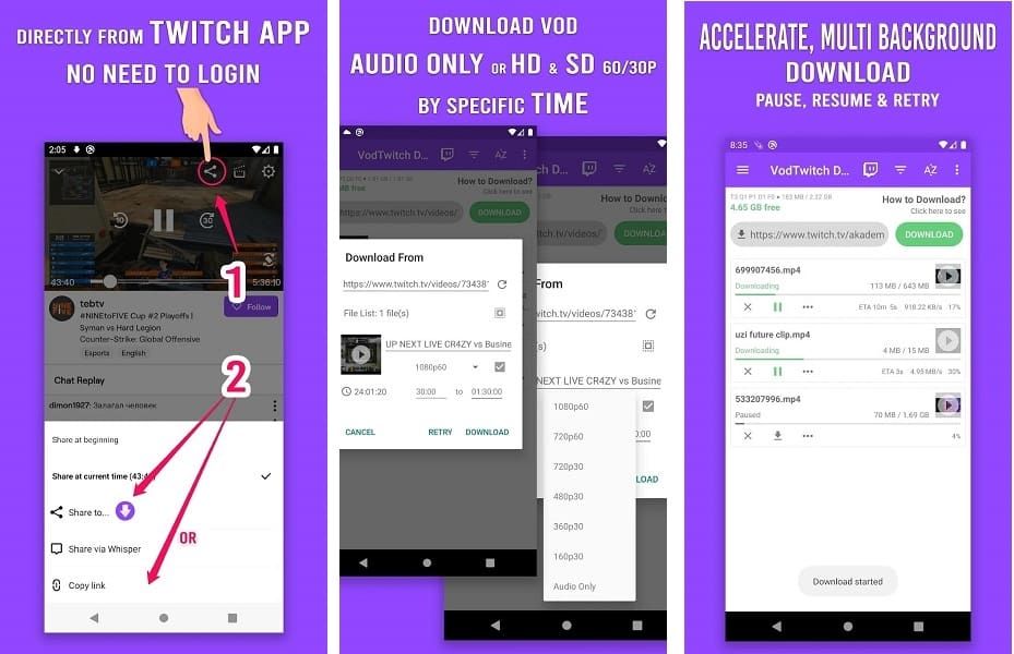 download twitch videos android