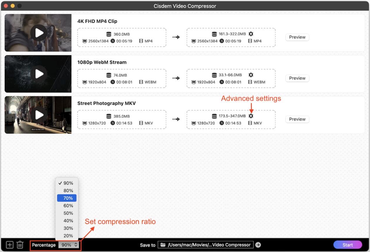 Cisdem Video Compressor interface