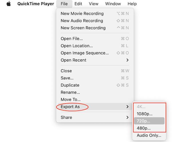 reduce mov resolution quicktime