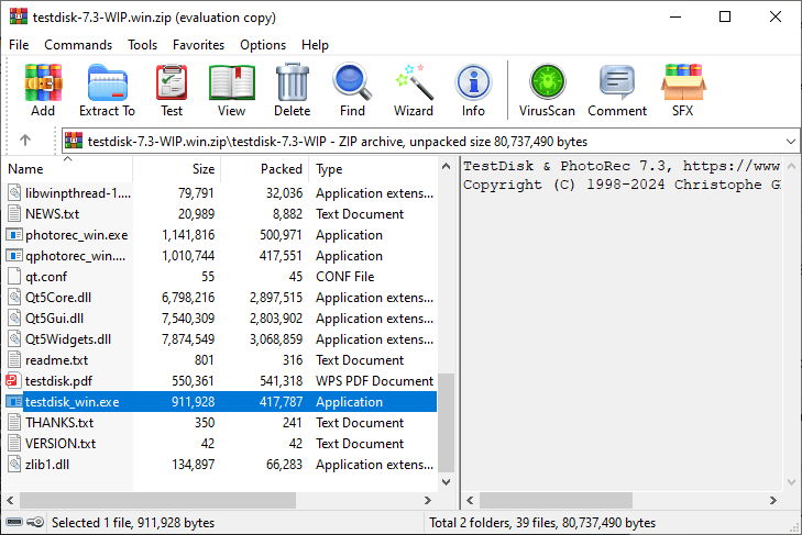 recover with testdisk 01