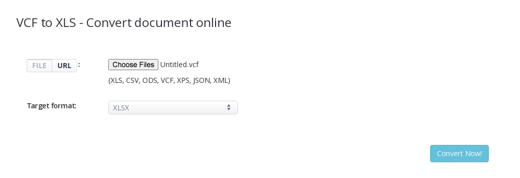 vcf to xls online converter