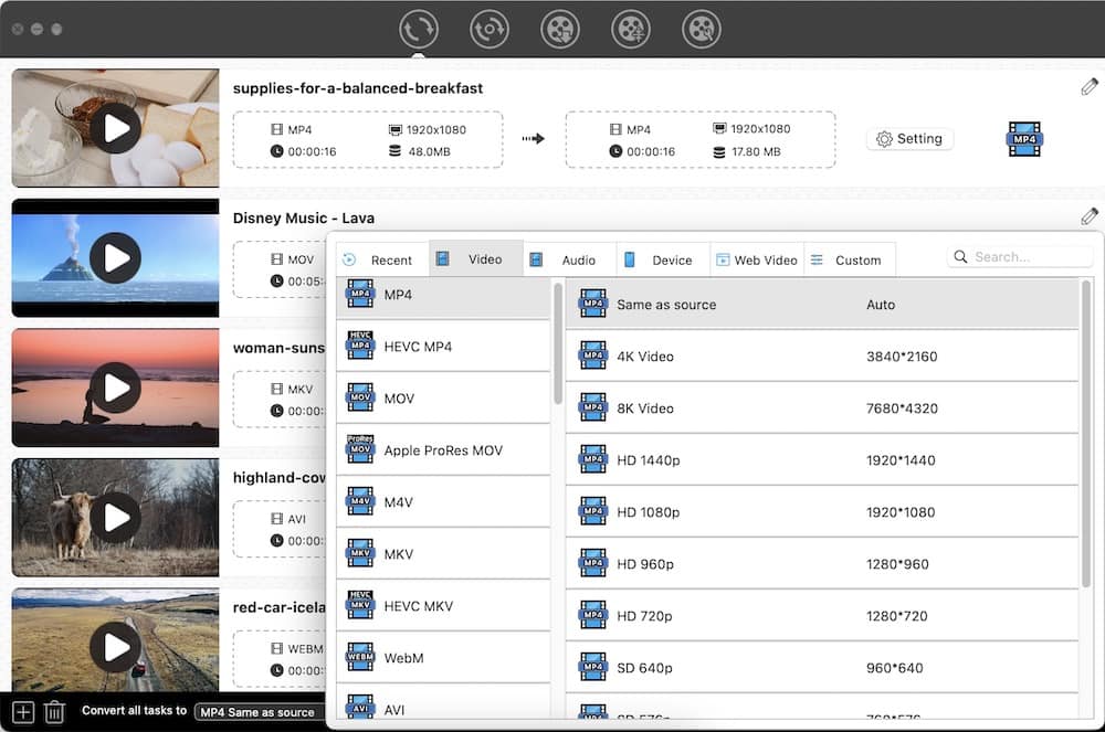 choose the output on cisdem video converter 