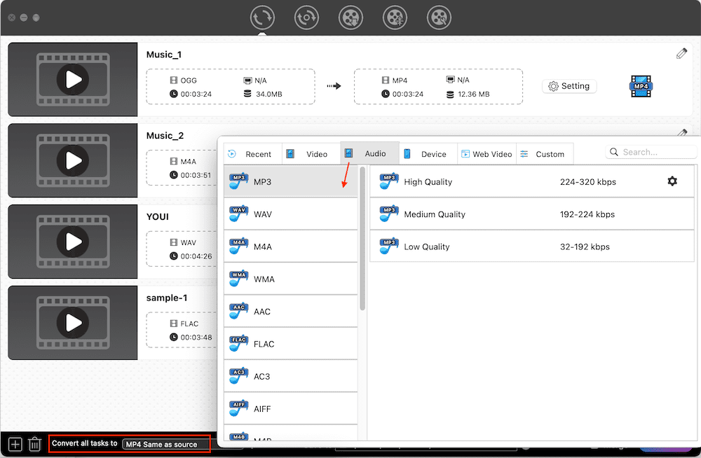 choose the output format