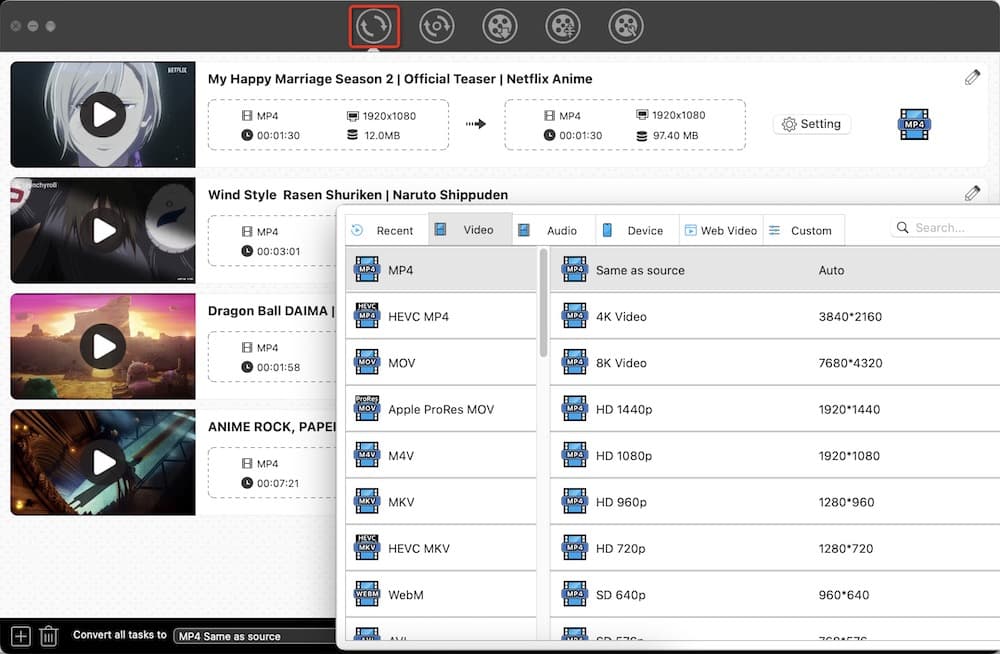 convert the episodes to other formats